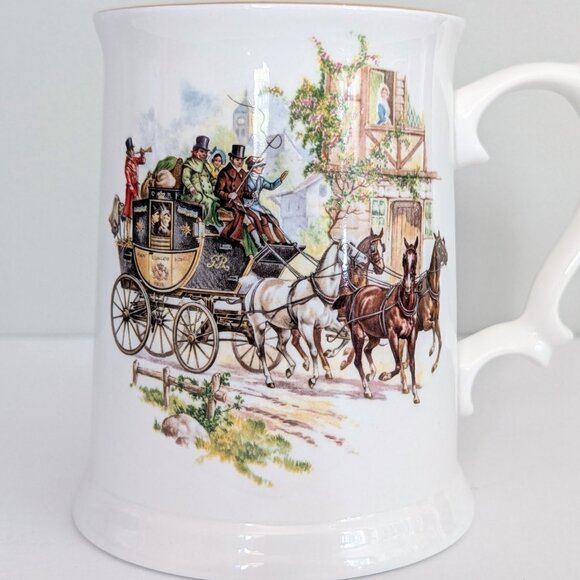 🇬🇧 1950s Royal Grafton Beer Stein / Beer Mug Carriage Scene Made In England - Picture 5 of 7